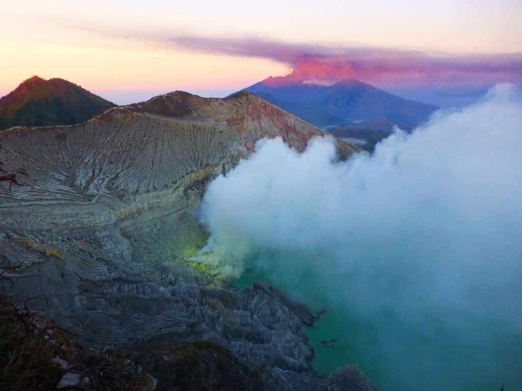 Sunrise on Mt Ijen during our hike into the crater