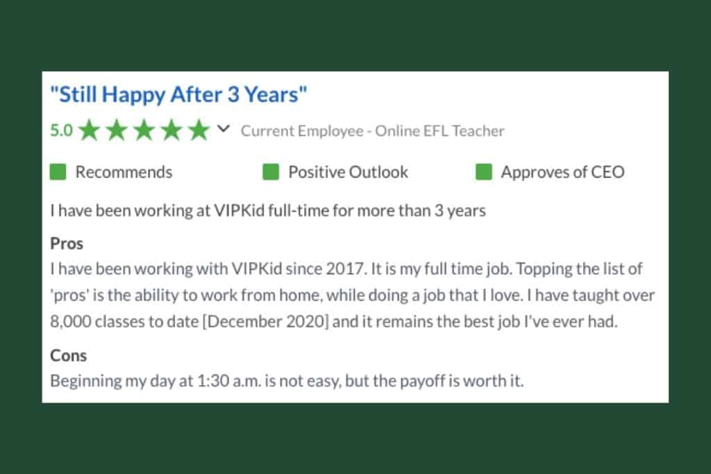 Positive reviews of VIPKID from an experienced teacher