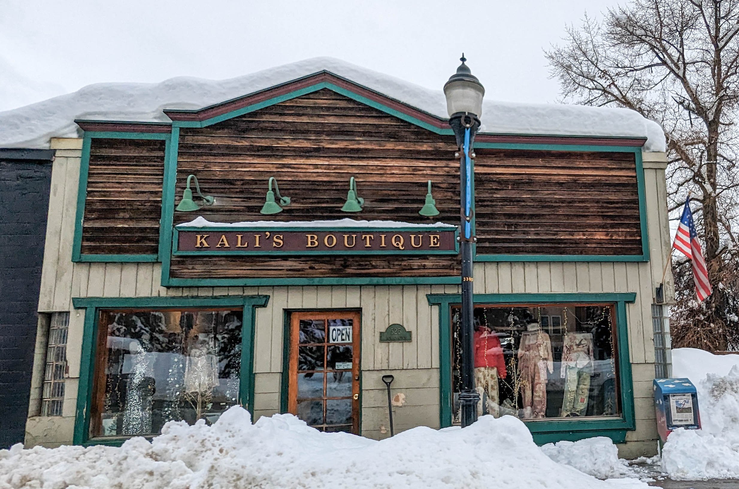 A view of Kali's Boutique in downtown Steamboat Springs, a great place to go shopping.