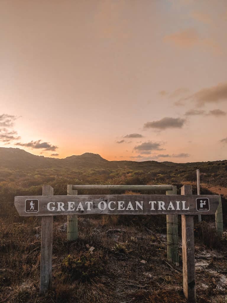 A sign designating the start of the Great Ocean Trail near Esperance, Western Australia