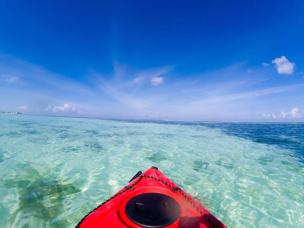 Kayaking in the Indian Ocean near the Maldives