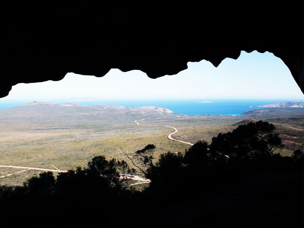 The mountain cave on Frenchman Peak overlooking Cape Le Grand National Park and the coastline